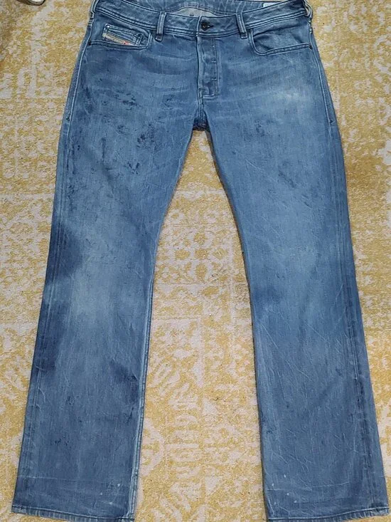 Diesel Zatiny Men's Bootcut Jeans 34X32 Wash 0072L Whisker Faded Distressed '07 - Picture 1 of 14